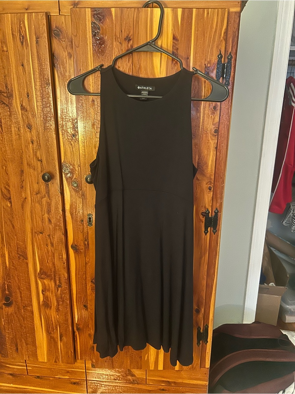 Athleta Black Midi Sleeveless Fit-and-Flare Dress